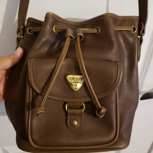 GUESS Brown Brass Bucket Bag - Vintage